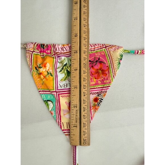 Facil BOMBON Tropical Postage Stamp Print Two-Piece Bikini Set Sz Sm - Picture 7 of 15